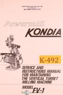 Kondia-Kondia FV-1, Milling Machine Service and Parts Manual-FV-1-01